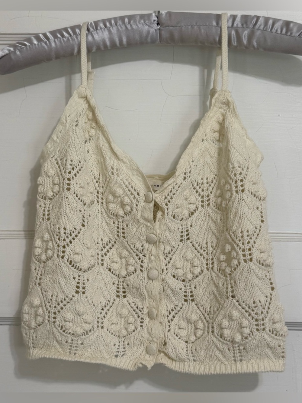 Aeropostale Crochet Botton Tank Top in Cream XS